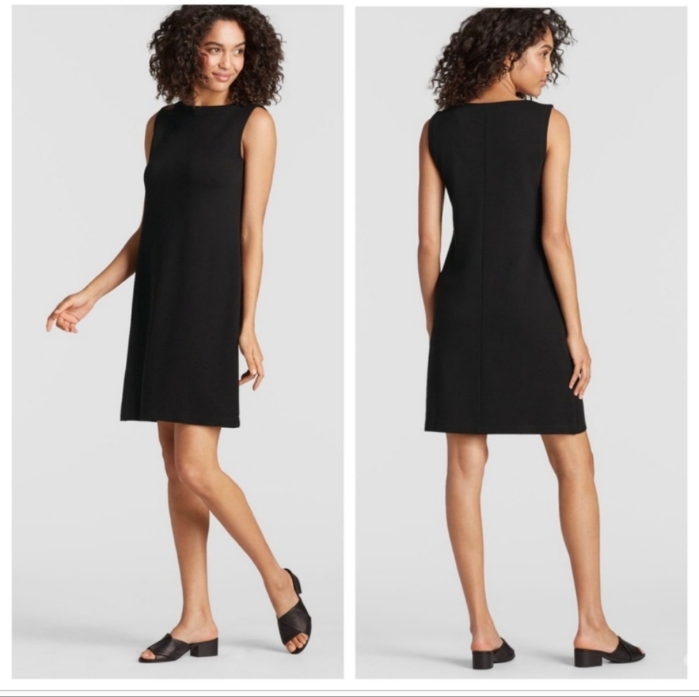 Eileen Fisher‎ Tencel Blend Sheath Dress Black size XS